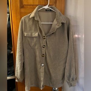 Nasty Gal Corduroy Beige Button Down- Oversized